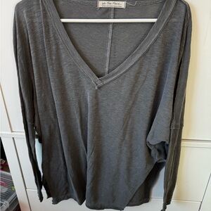 We The Free Free People Gray V-Neck Top